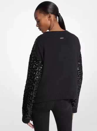 Sequined Cotton Blend Sweater