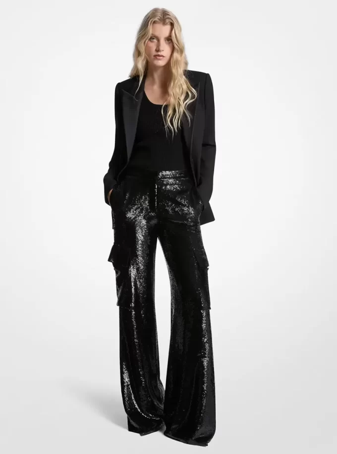 Sequined Georgette Cargo Pants Sequined Georgette Cargo Pants