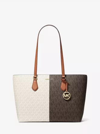 Sheila Large Two-Tone Signature Logo Tote Bag
