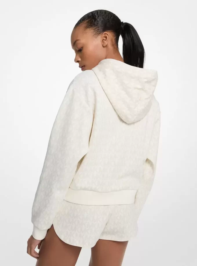 Signature Logo Cotton Blend Cropped Hoodie Signature Logo Cotton Blend Cropped Hoodie