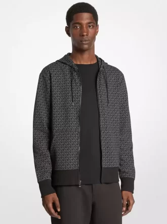 Signature Logo Cotton Blend Zip-Up Hoodie