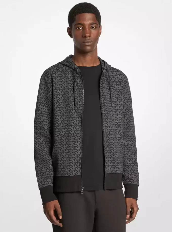 Signature Logo Cotton Blend Zip-Up Hoodie Signature Logo Cotton Blend Zip-Up Hoodie