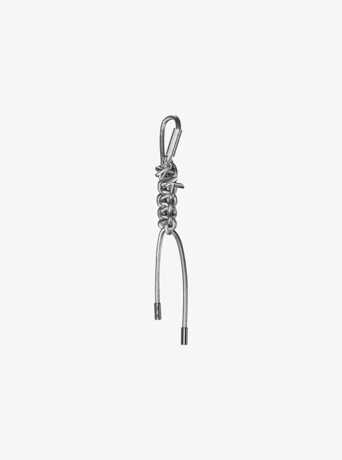 Silver-Tone and Metallic Braided Cord Bag Charm