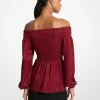 Smocked Moiré Jacquard Off-The-Shoulder Top