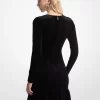 Smocked Stretch Velvet Dress