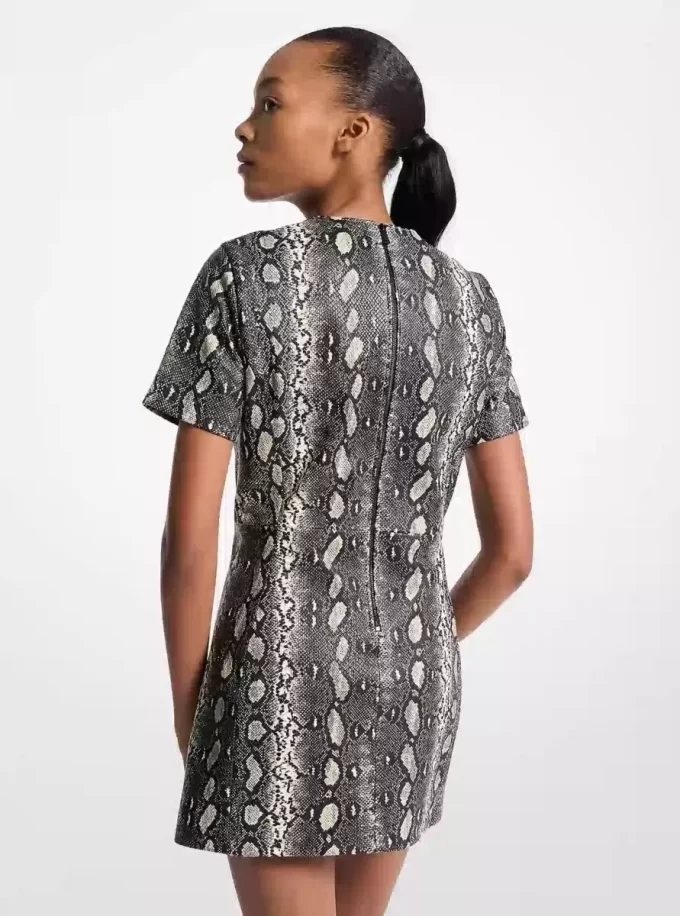 Snake Embossed Leather Mini Dress Snake Embossed Leather Mini Dress