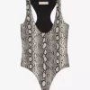 Snake Print Scoop-Neck Bodysuit