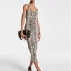 Snake Print Stretch Jersey Racerback Dress
