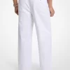 Stretch Cotton Wide-Leg Pants