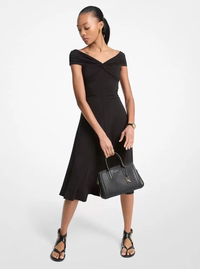 Stretch Viscose Off-The-Shoulder Midi Dress Stretch Viscose Off-The-Shoulder Midi Dress