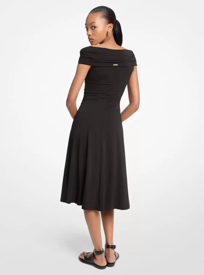 Stretch Viscose Off-The-Shoulder Midi Dress Stretch Viscose Off-The-Shoulder Midi Dress