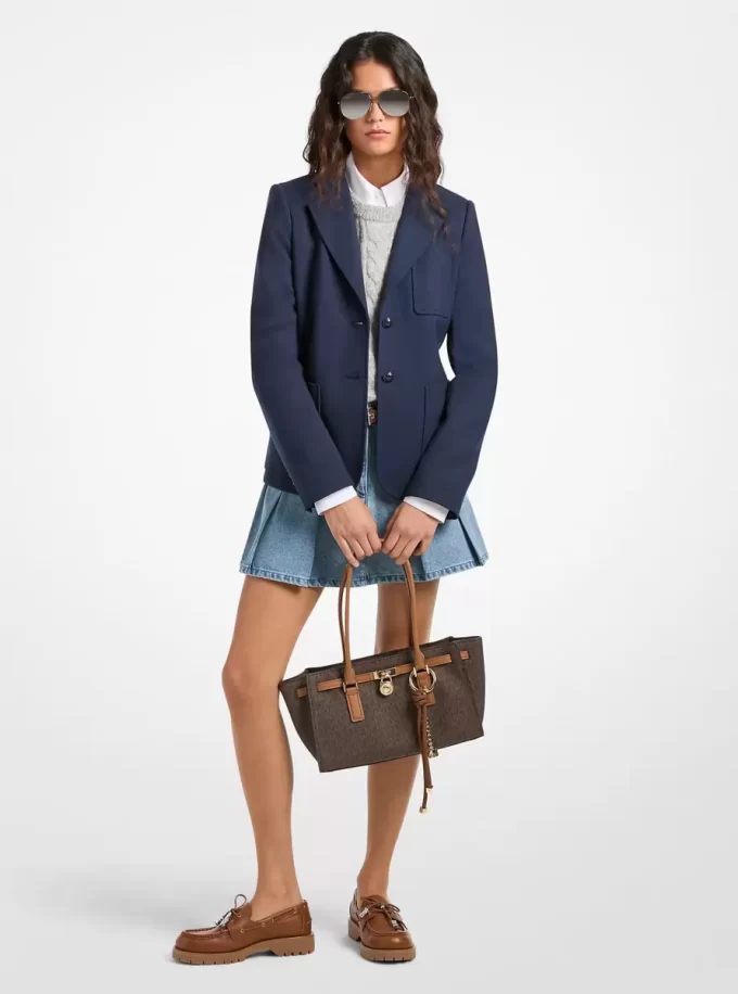 Stretch Wool Blend Twill Blazer