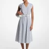 Striped Cotton Poplin Belted Midi Dress