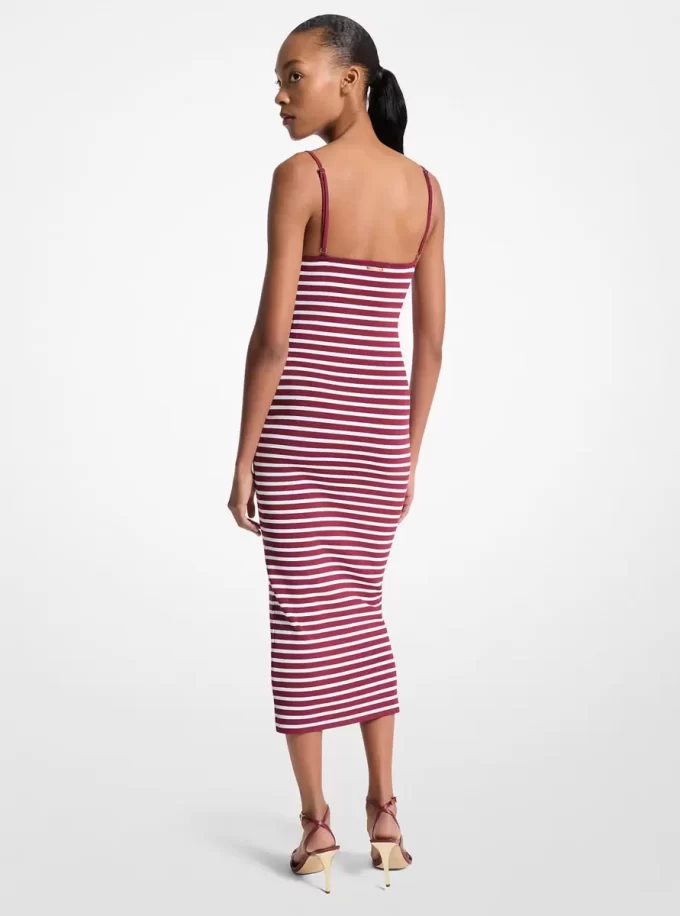 Striped Stretch Viscose Blend Midi Dress