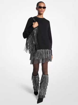 Studded Fringe Mini Skirt
