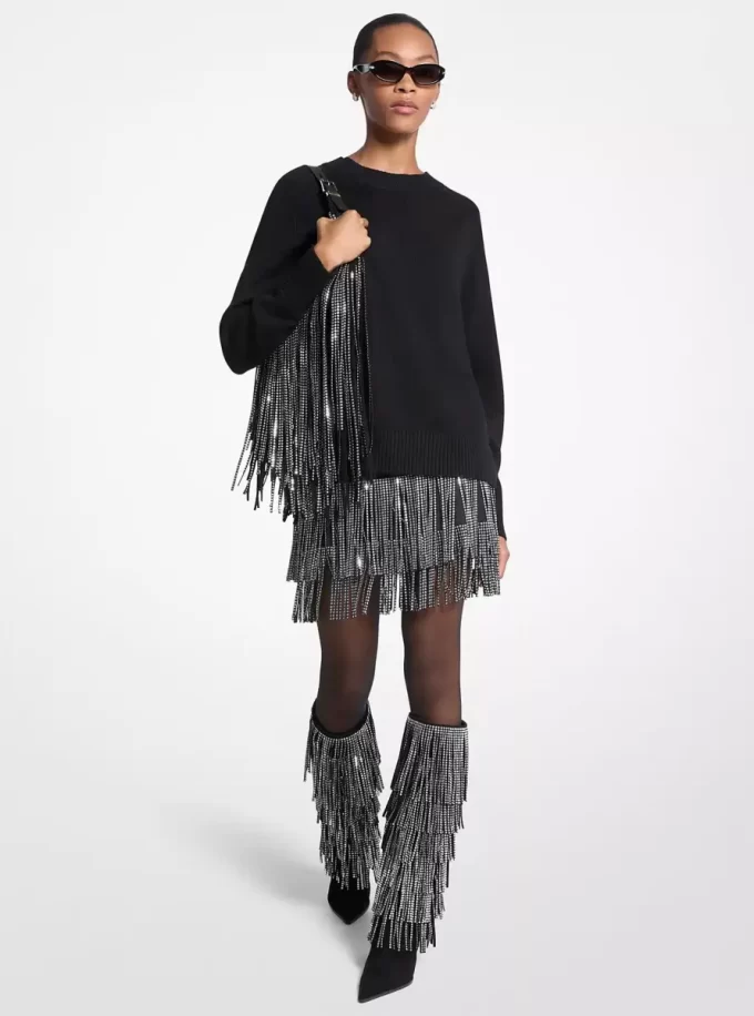 Studded Fringe Mini Skirt Studded Fringe Mini Skirt