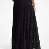 Studded Georgette Tiered Maxi Skirt