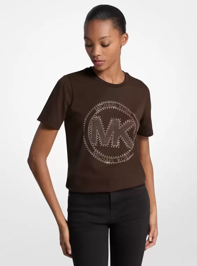 Studded Logo Charm Organic Cotton Jersey T-Shirt Studded Logo Charm Organic Cotton Jersey T-Shirt