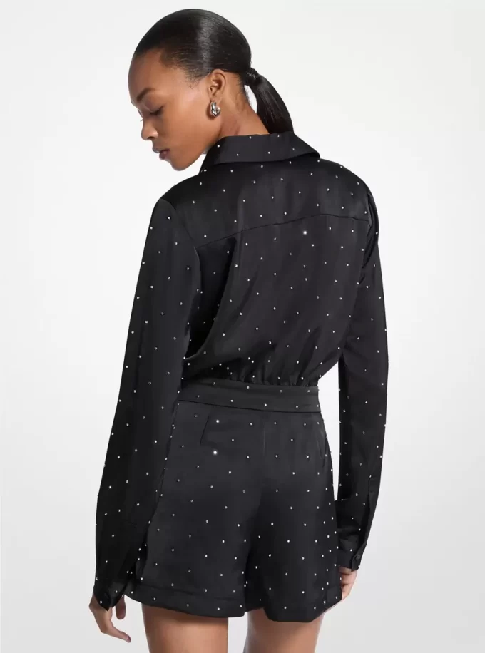 Studded Satin Romper