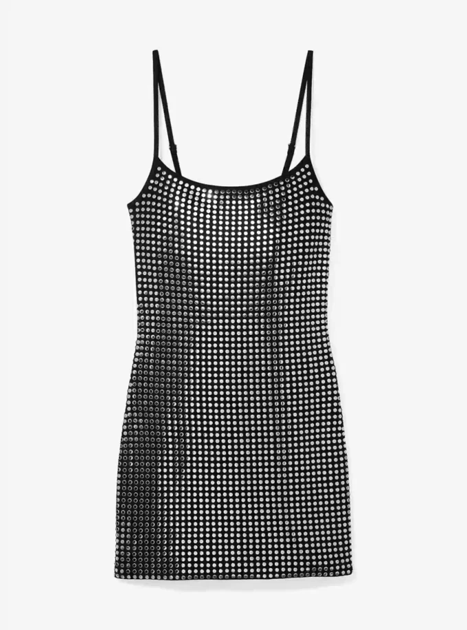 Studded Stretch Viscose Mini Dress