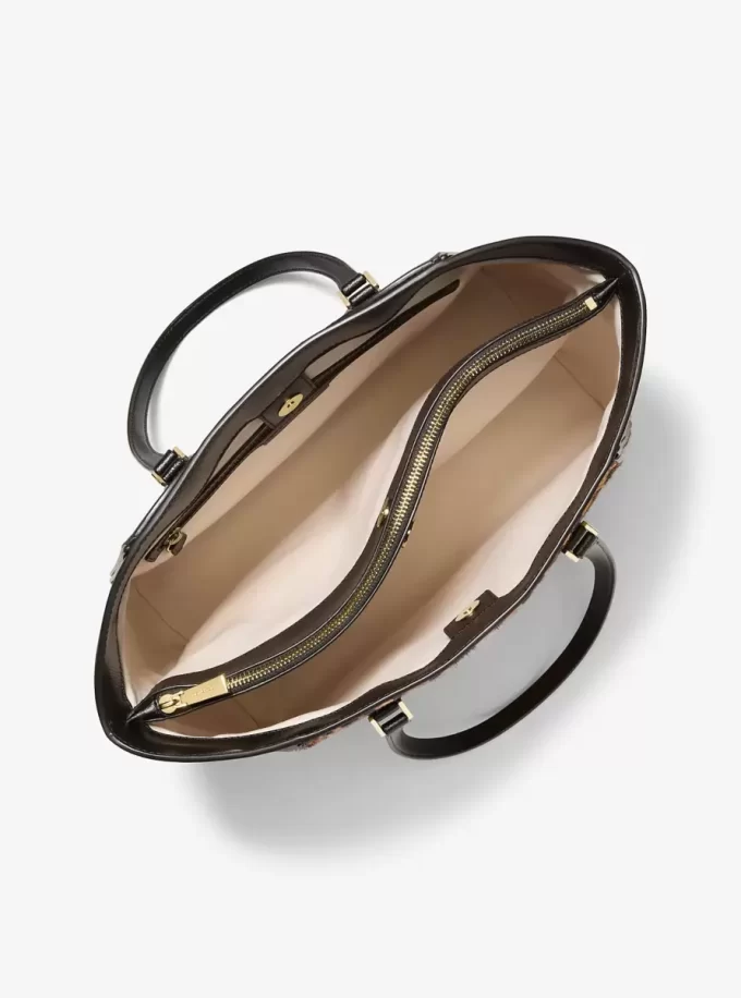 Taryn Large Leopard Print Calf Hair Tote Bag