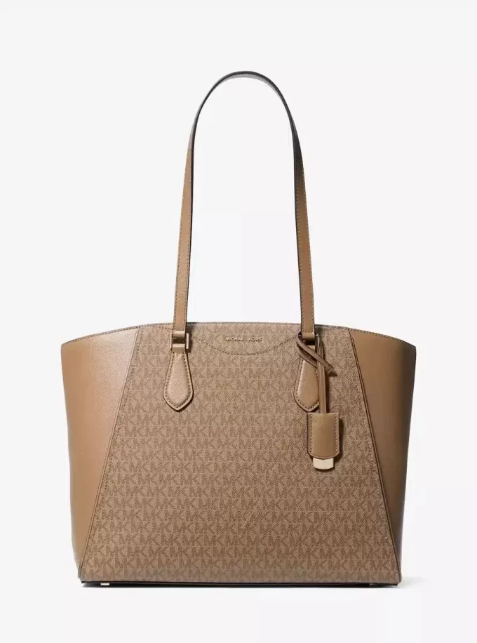 Taryn Large Signature Logo and Leather Tote Bag Taryn Large Signature Logo and Leather Tote Bag
