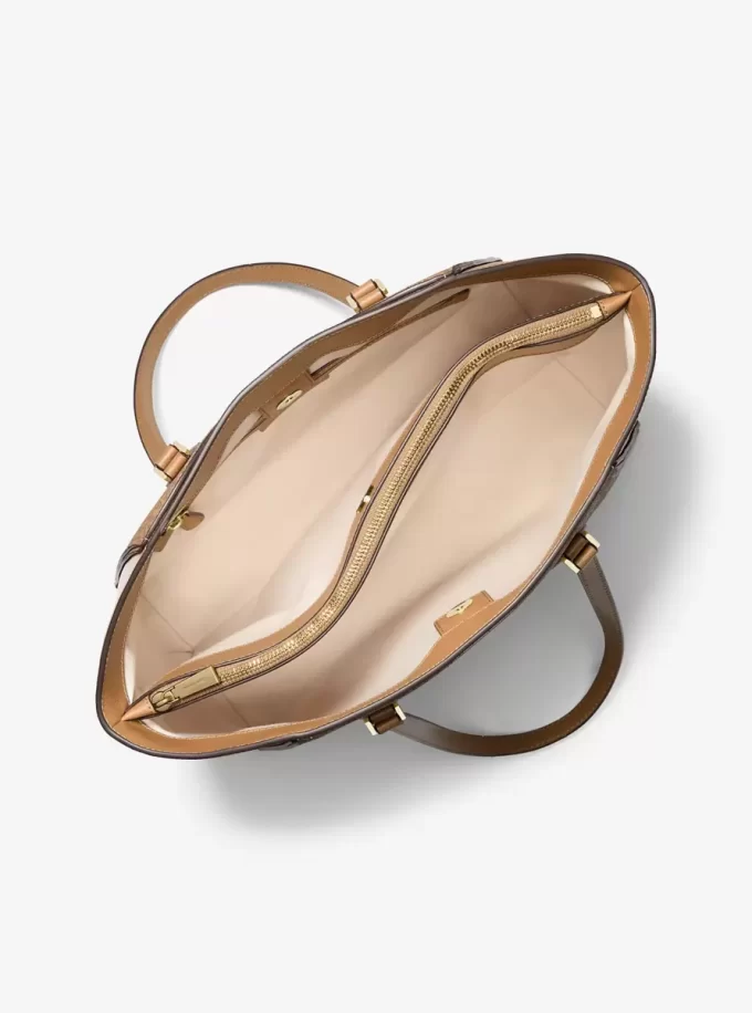 Taryn Large Signature Logo and Leather Tote Bag Taryn Large Signature Logo and Leather Tote Bag