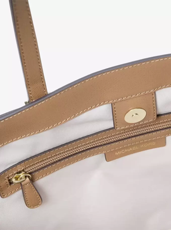 Taryn Large Signature Logo and Leather Tote Bag Taryn Large Signature Logo and Leather Tote Bag