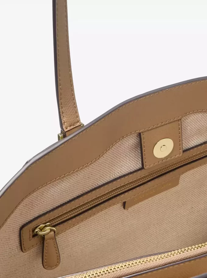 Taryn Large Signature Logo and Leather Tote Bag Taryn Large Signature Logo and Leather Tote Bag