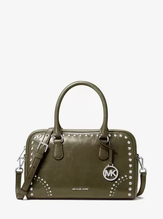 Thompson Medium Distressed Studded Satchel