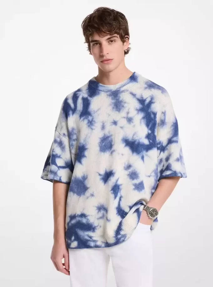 Tie Dye Wool and Cashmere Short-Sleeve Sweater Tie Dye Wool and Cashmere Short-Sleeve Sweater