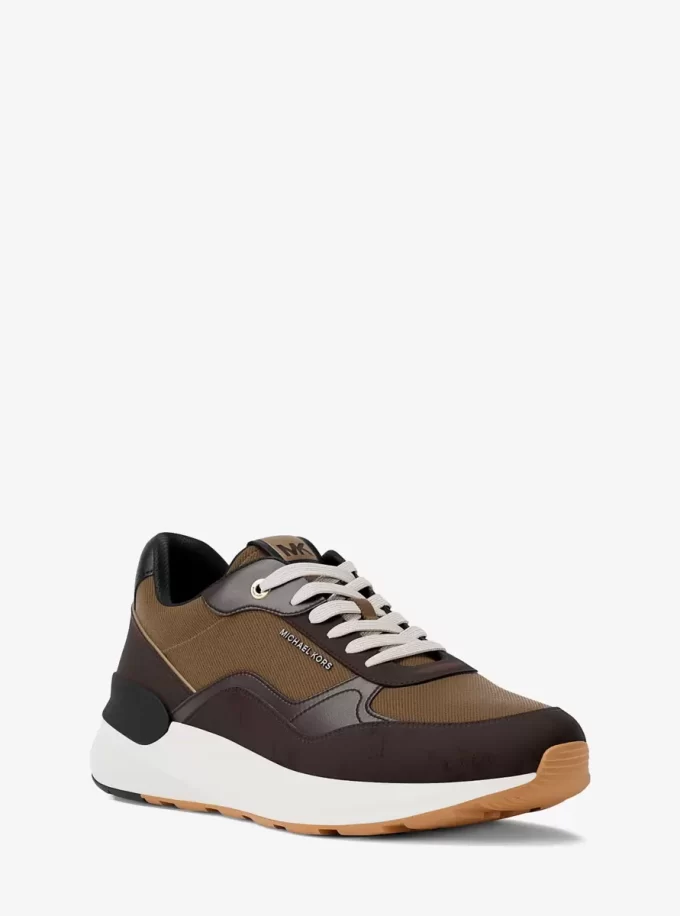 Trevor Leather and Corded Twill Trainer