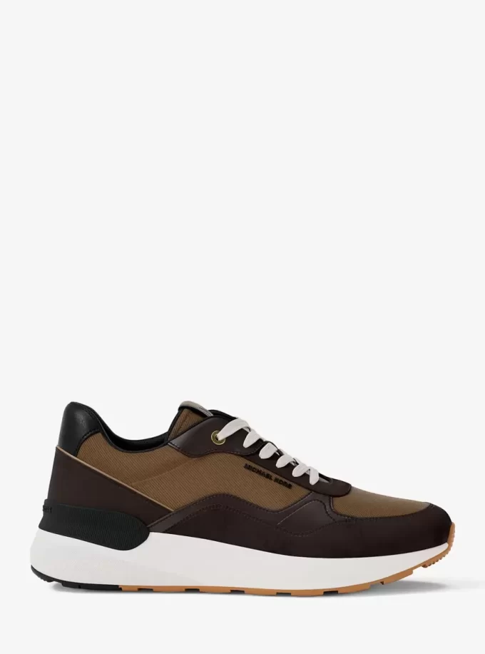 Trevor Leather and Corded Twill Trainer
