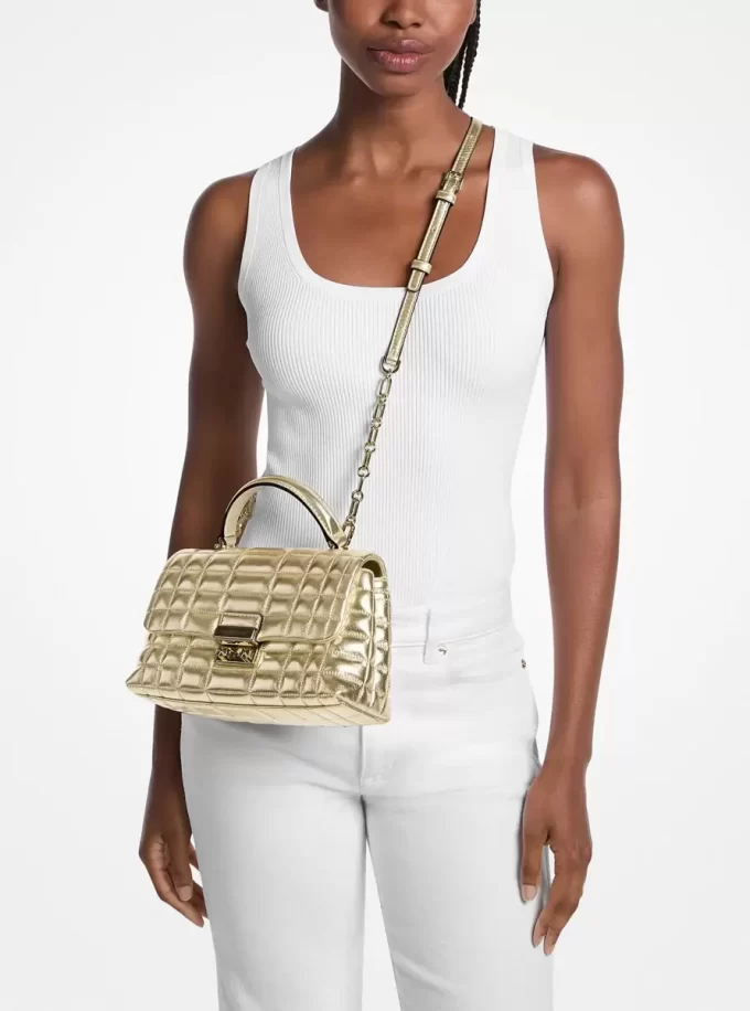 Tribeca Medium Metallic Leather Satchel