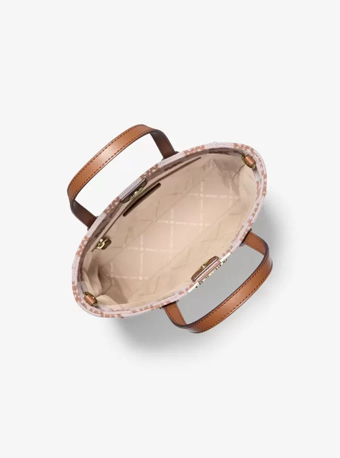 Vincent Small Logo Jacquard Convertible Tote Bag with Card Case Vincent Small Logo Jacquard Convertible Tote Bag with Card Case