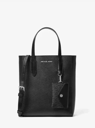 Vincent Small Saffiano Leather Convertible Tote Bag with Card Case