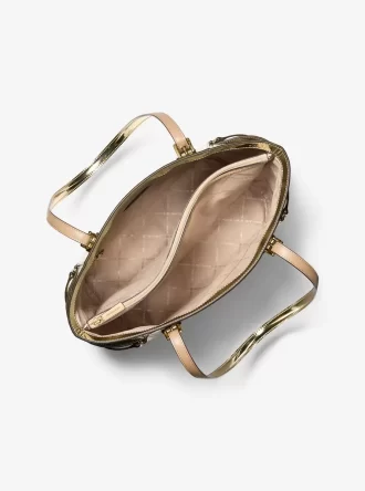 Voyager Large Metallic Logo Debossed Tote Bag