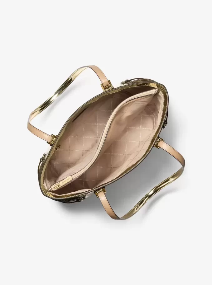 Voyager Large Metallic Logo Debossed Tote Bag