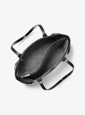 Voyager Large Patent Logo Debossed Tote Bag