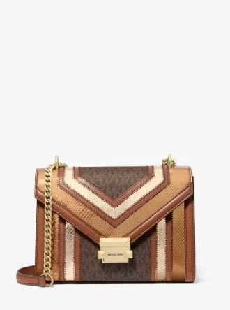 Whitney Medium Signature Logo and Metallic Shoulder Bag