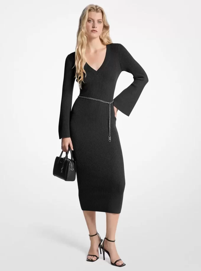 Wool Blend Belted Midi Dress Wool Blend Belted Midi Dress