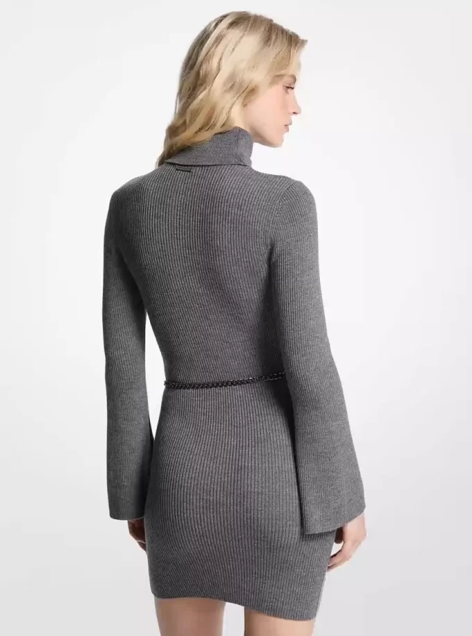 Wool Blend Belted Mini Dress Wool Blend Belted Mini Dress