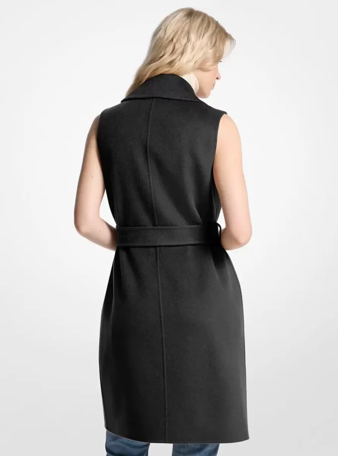 Wool Blend Belted Wrap Vest