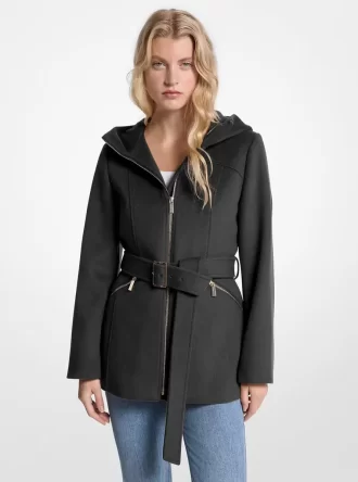 Wool Blend Hooded Coat