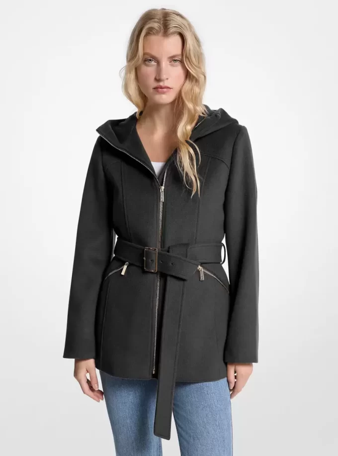 Wool Blend Hooded Coat Wool Blend Hooded Coat