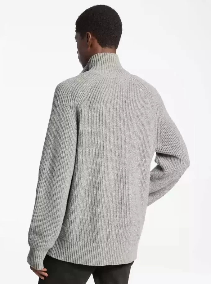Wool Blend Zip-Up Sweater