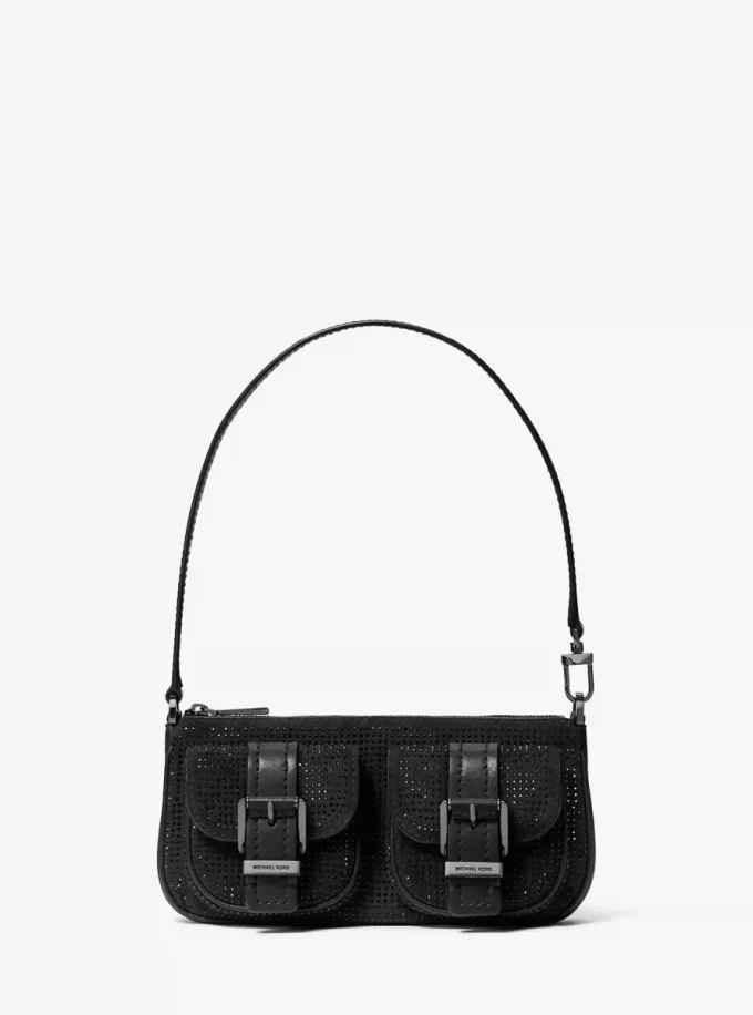 Zoe Small Embellished Suede Pochette